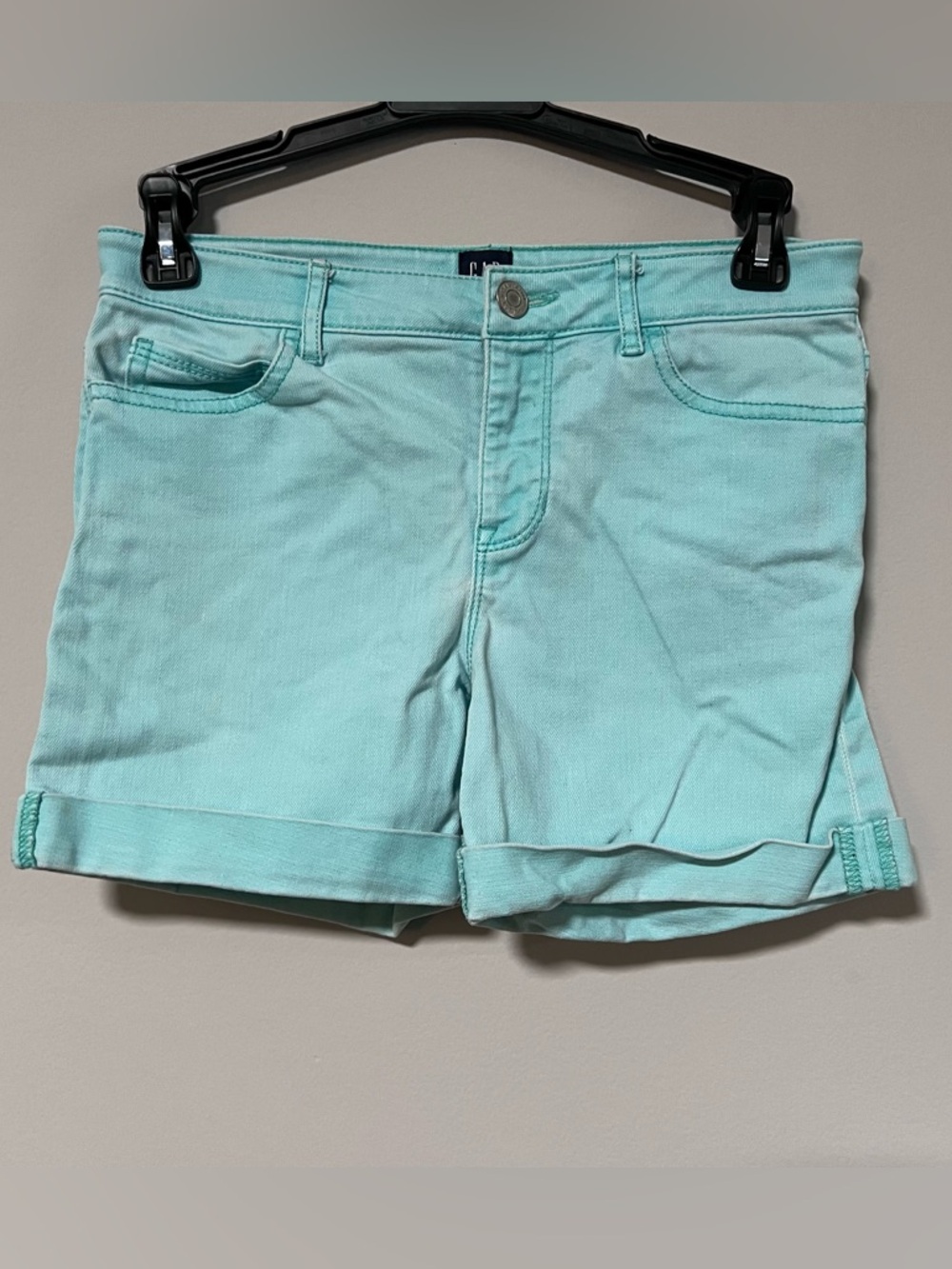 Gap Girls Size 14 Cuffed Denim Shorts Stretch Midi Short 5 Pockets